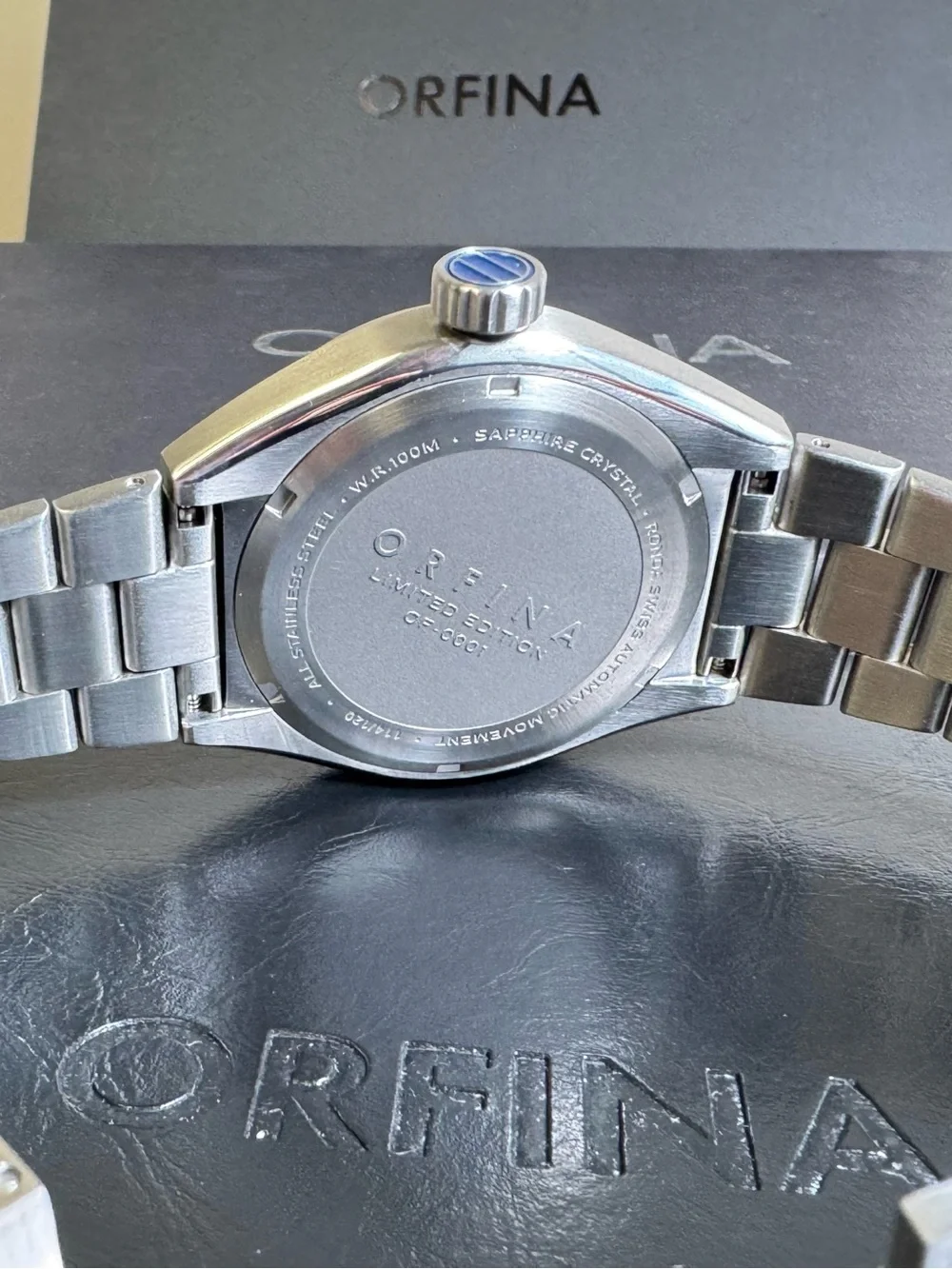 orfina founders edition automatic date stainless steel 42 mm wristwatch